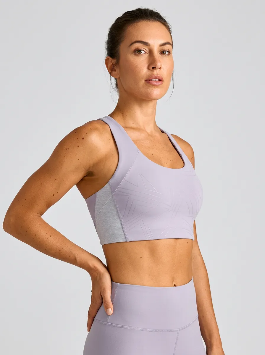 Racerback Scoop Neck Geometric Detail Women's Sports Bra
