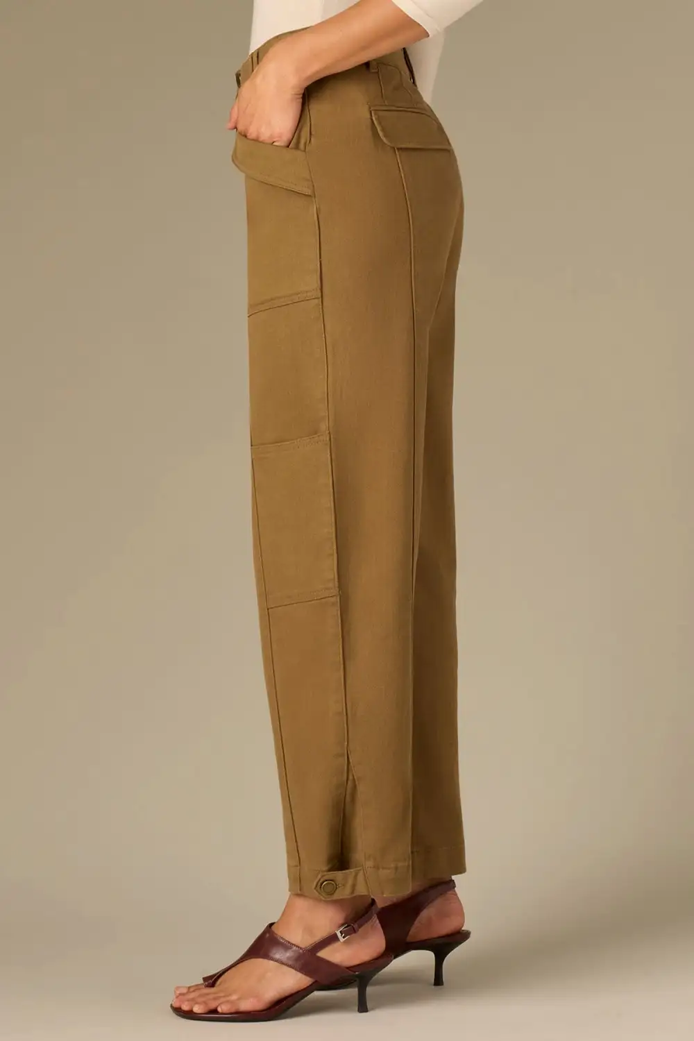 Tapered Utility Petite Pants Buttoned Hem