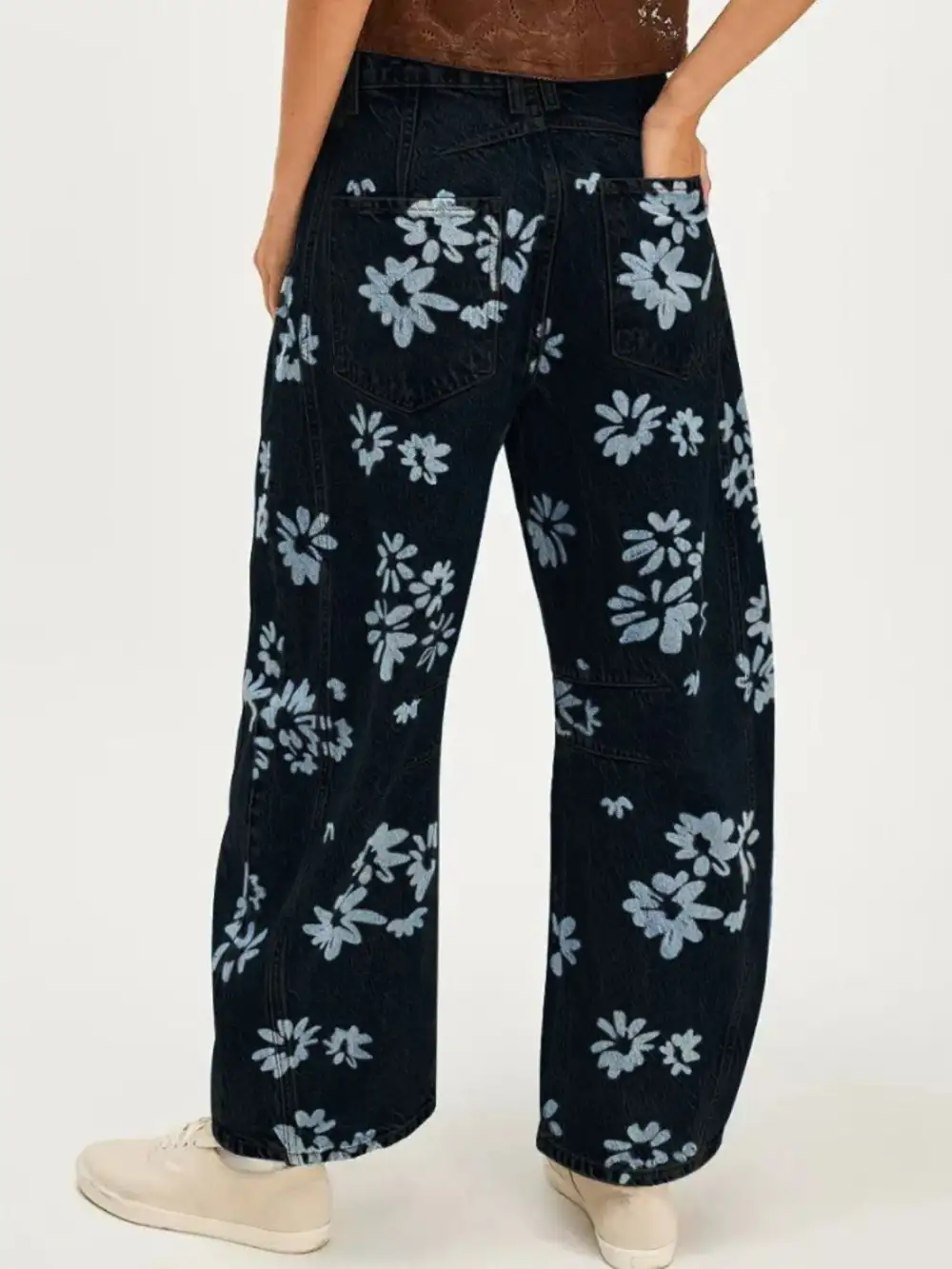 Buy Printed Wide Leg Jeans