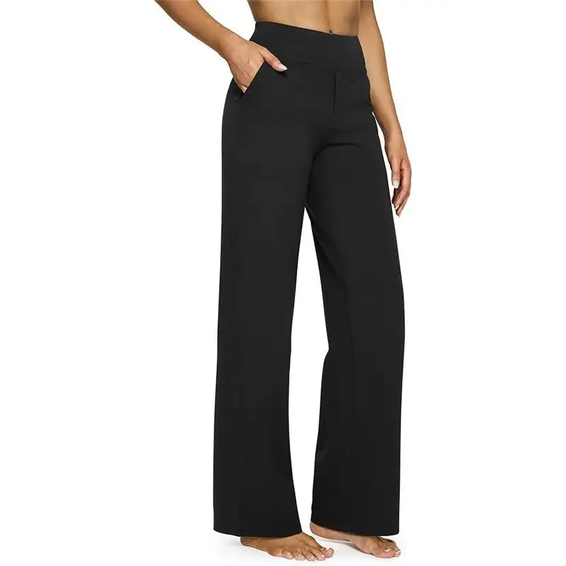 High Waist Straight Leg Loose Fit Pocket Pants