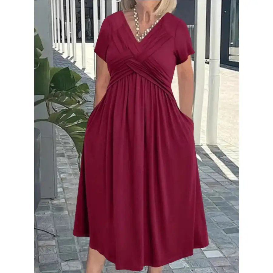 Everyday V-Neck Short Sleeve Midi Dress