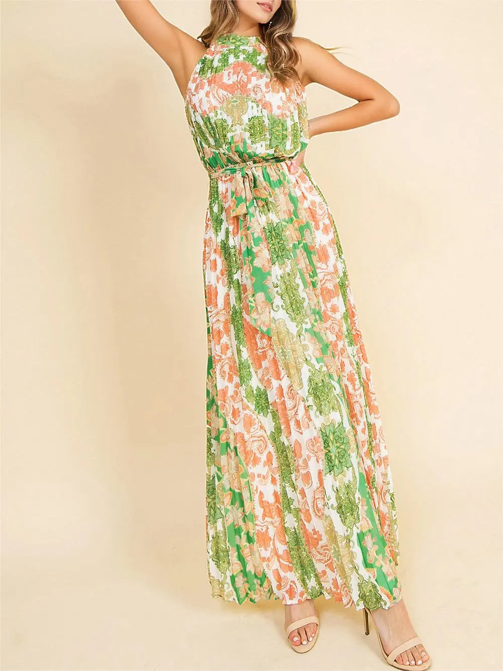 Floral Pleat Maxi Dress