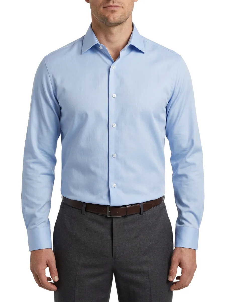 Men's Modern Classic Long-Sleeve Solid Dress Shirt