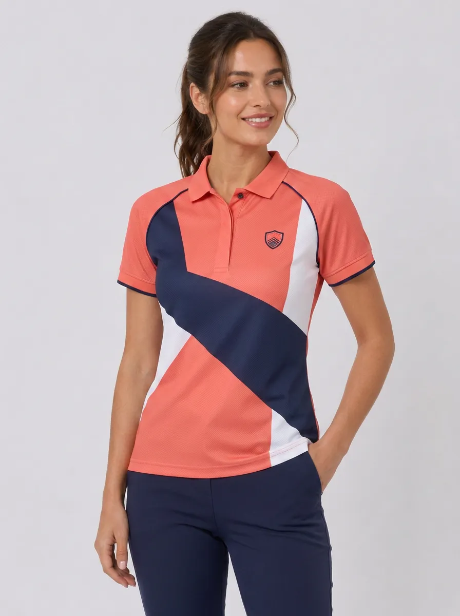 Women's Sporty Golf-Inspired Colorblock Polo Shirt