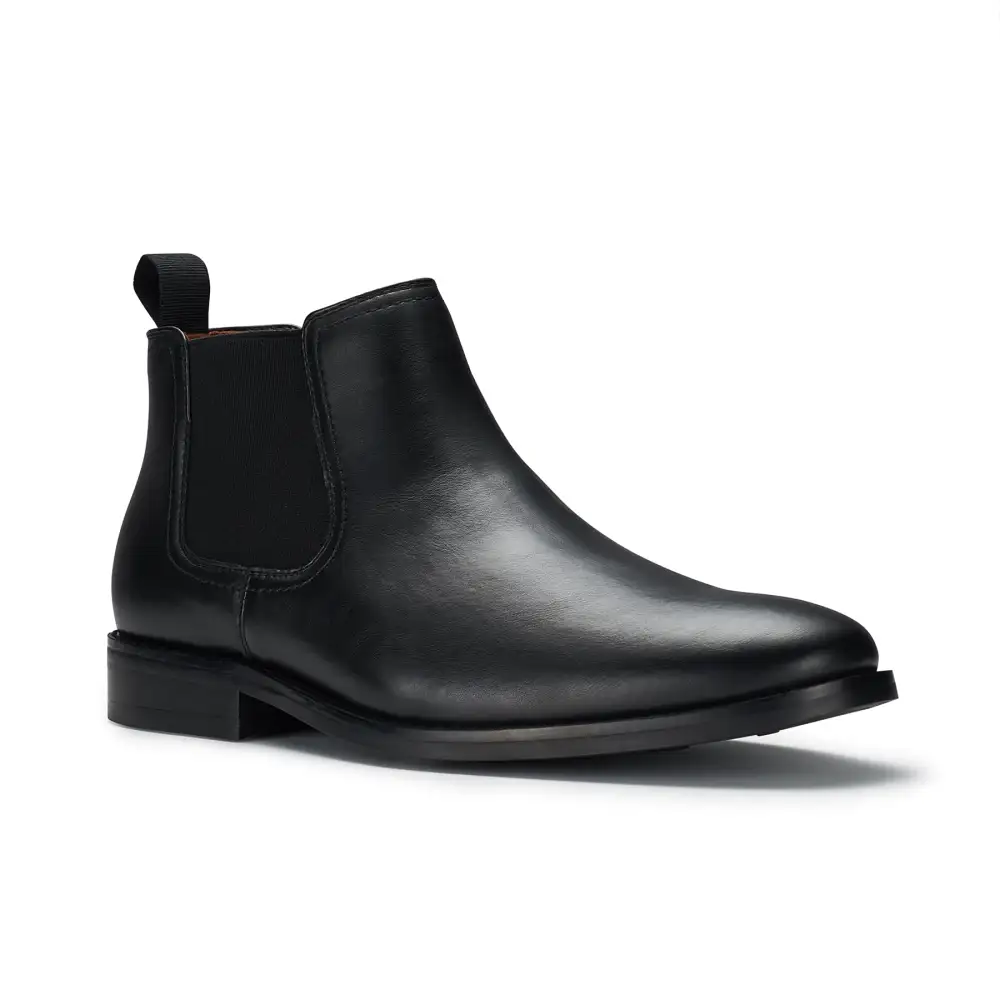 Classic Faux-Leather Slip-On Elastic-Side Chelsea Boots
