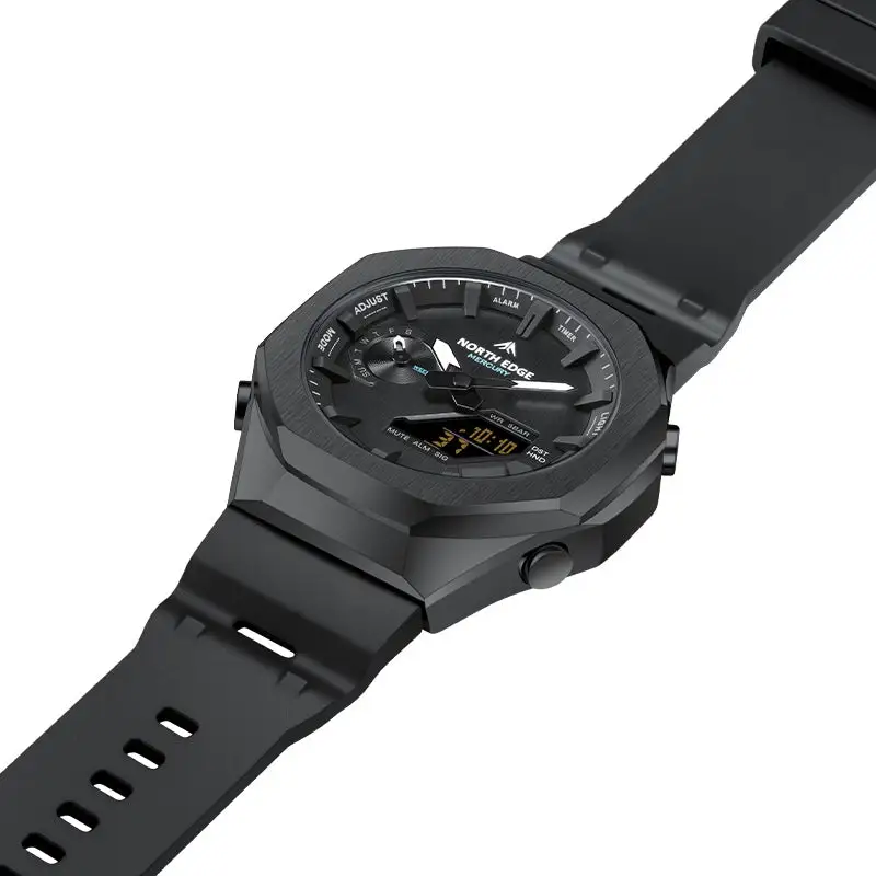 North Edge Outdoor Watch Mercury-Stopwatch Countdown World Time LED Backlight