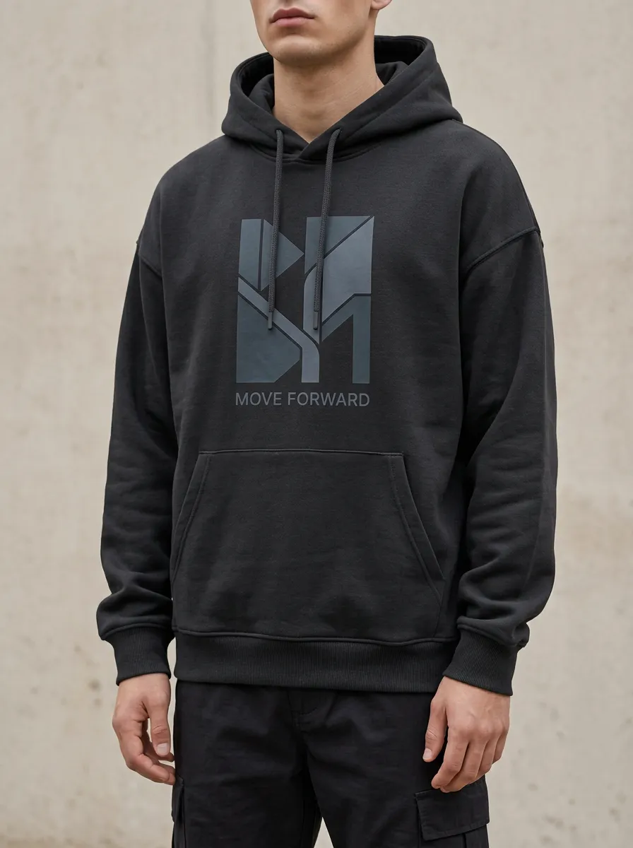 Men's Geometric Graphic Relaxed Shoulder Hoodie