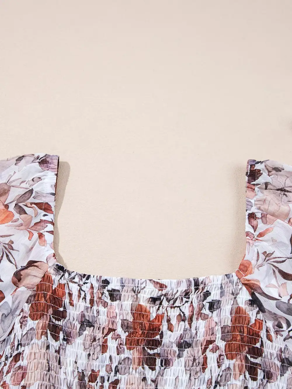 Layered Detail Floral Printed Long Sleeve Mini Dress