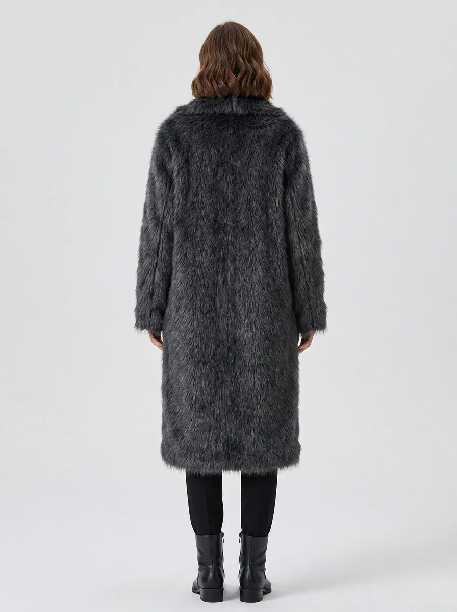 Sophisticated Longline Faux Fur Coat