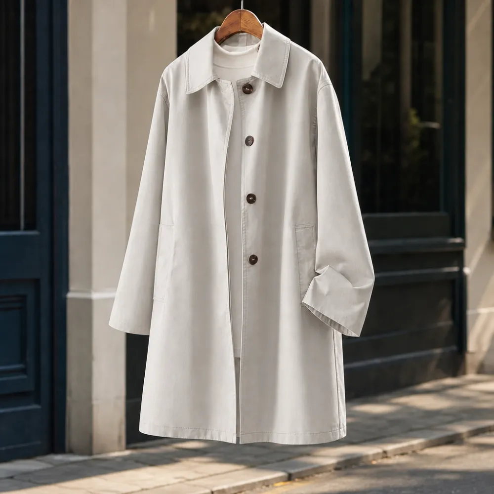 Single-Breasted Pointed Collar Overcoat