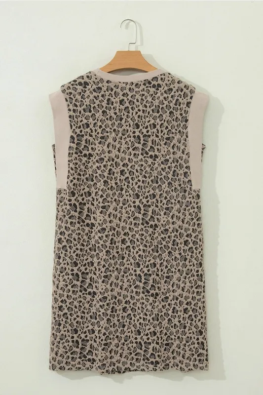 Leopard Sleeveless Shift Dress