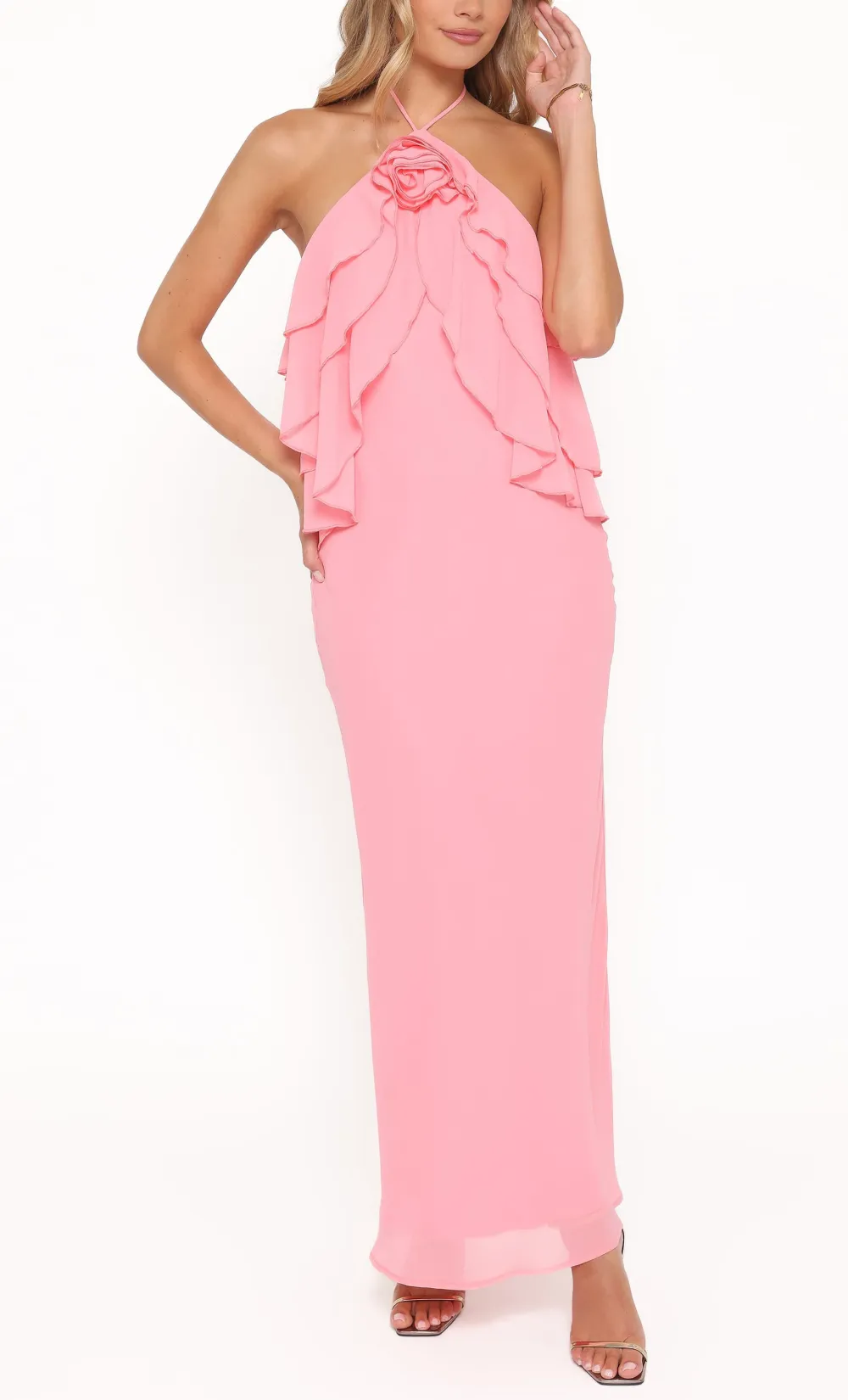 Ruffle Halter Maxi Dress