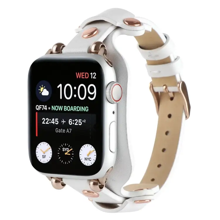 Bracelet Genuine Leather Watch Band for Watch Series 9 & 8 & 7 41 mm / SE 3 & SE 2 & 6 & SE & 5 & 4 40 mm / 3 & 2 & 1 38 mm - White