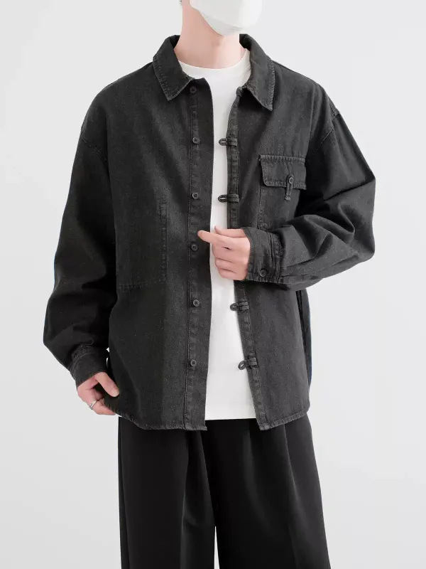 Faded Button-Up Denim Shirt