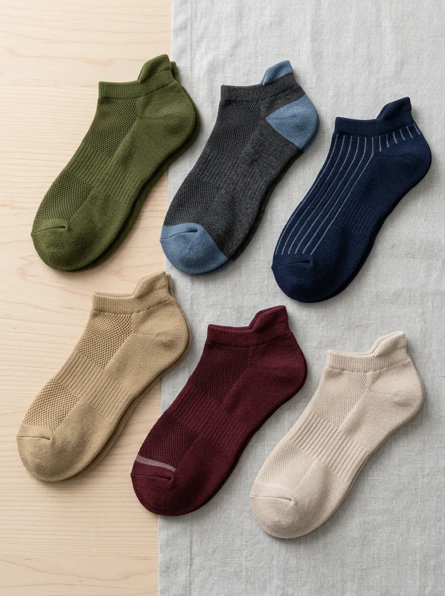 Men's Casual Multi-Color Mesh Breathable Ankle Socks 6-Pack