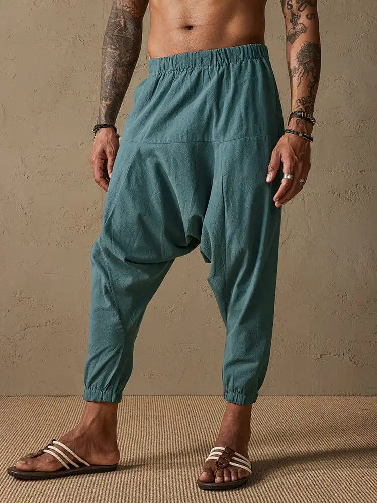 Drop Crotch Linen Pants