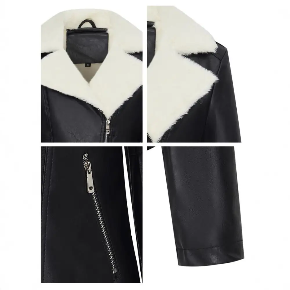 Leather Fleece Casual Outerwear Jacket
