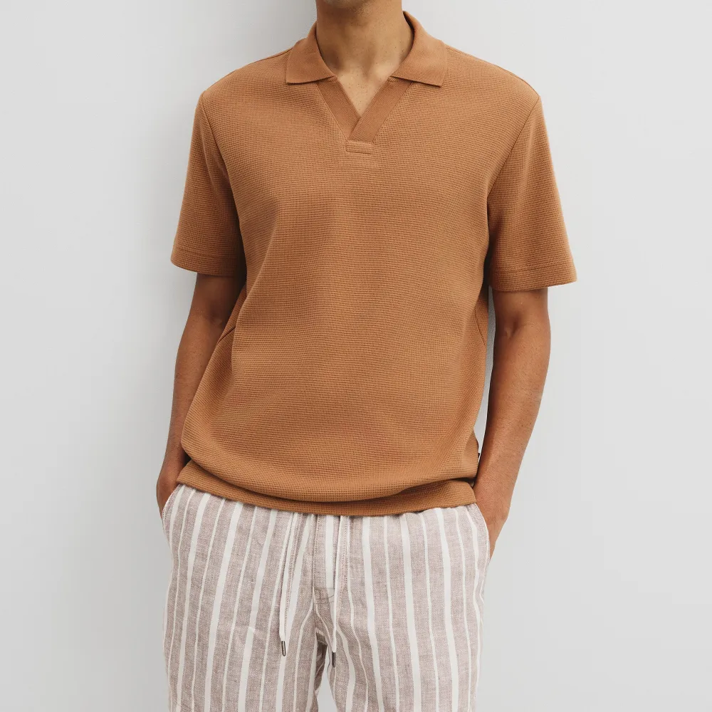 Men's Classic Waffle Knit Polo Shirt