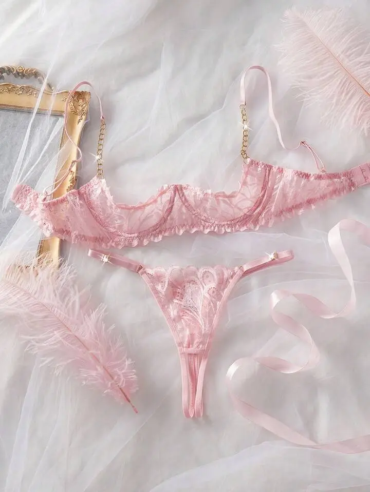 Refined Lace Sheer Bra And Panty Set