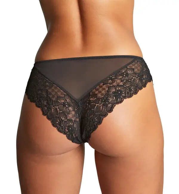 Low-Rise Stretch-Lace Floral Brazilian Brief Panty