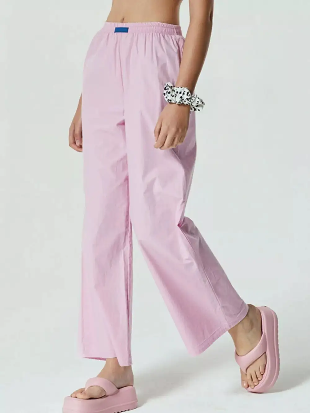 Relaxed Elastic Waist Wide Leg Pants