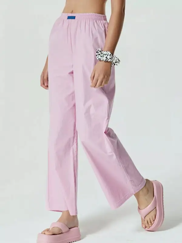 Relaxed Elastic Waist Wide Leg Pants