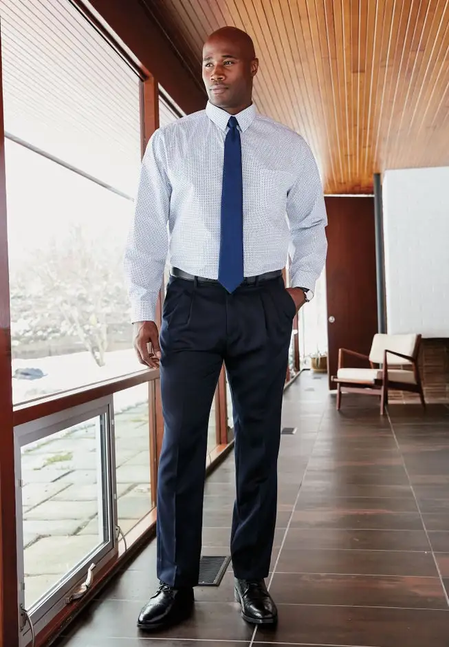 No Hassle Classic Fit Expandable Waist Double-Pleat Dress Pants