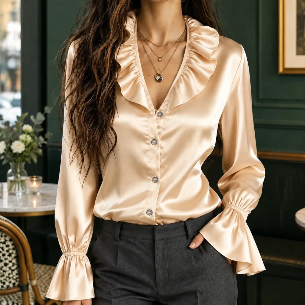 Ruffled Flowing Blouse