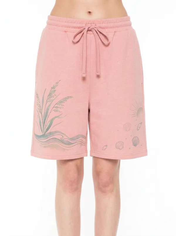 Women's Beach Lover Seashell Grass Printed Shorts