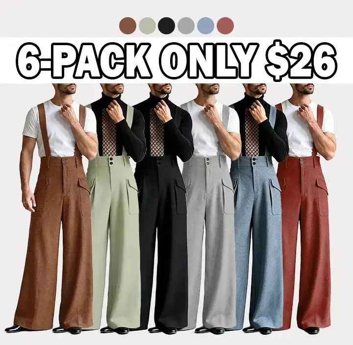 Men's Vintage Suspender Overalls High-Waisted Palazzo Jumpsuits