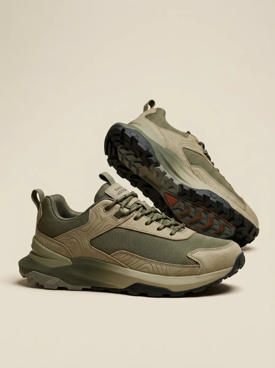 Streetwear Hiking-Inspired Topographic Casual Sneakers