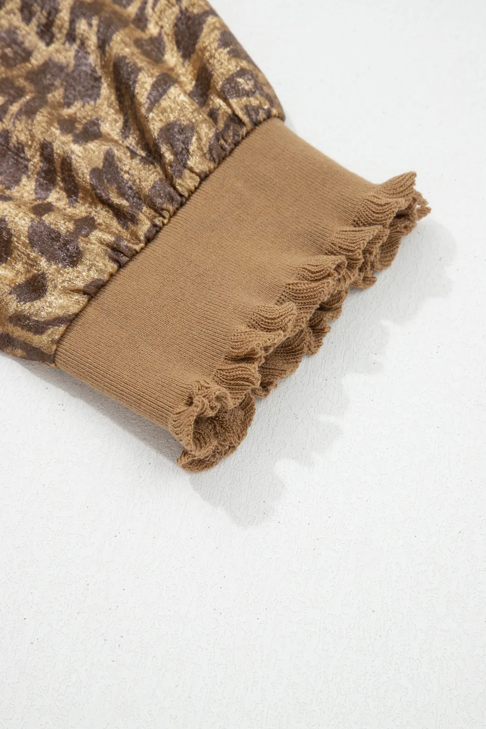 Gold Half Sleeve Metallic Leopard Blouse