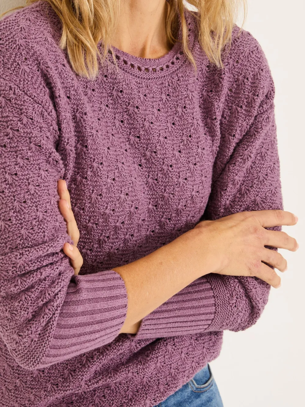 Purple Farryn Knitted 100% Cotton Knitted Jumper