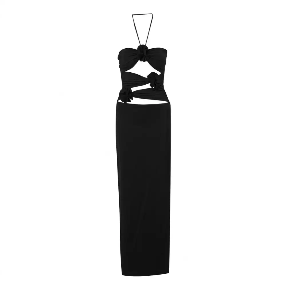Draped Halter Maxi Dress