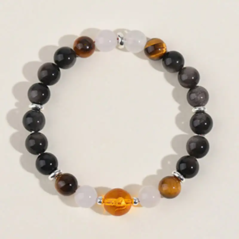 Natural Crystals Obsidian Zodiac Bracelet