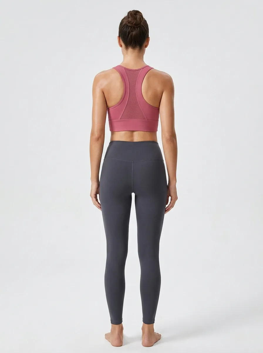 Racerback Mesh Panel Mesh Seamless Women's Sports Bra