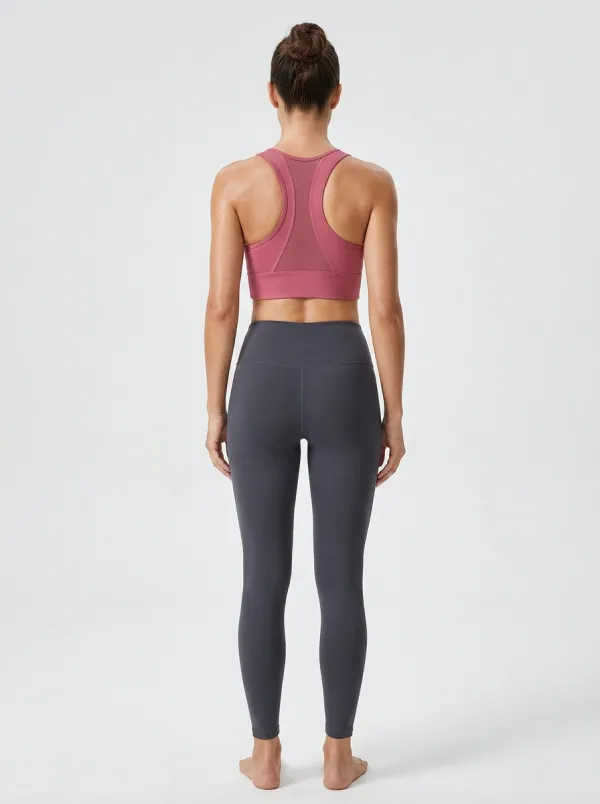 Racerback Mesh Panel Mesh Seamless Women's Sports Bra