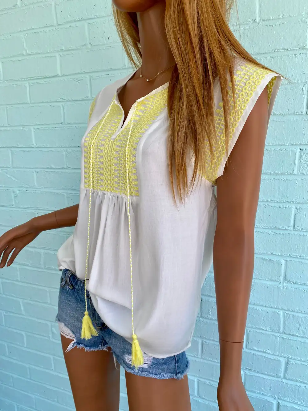 Embroidered Tassel Blouse
