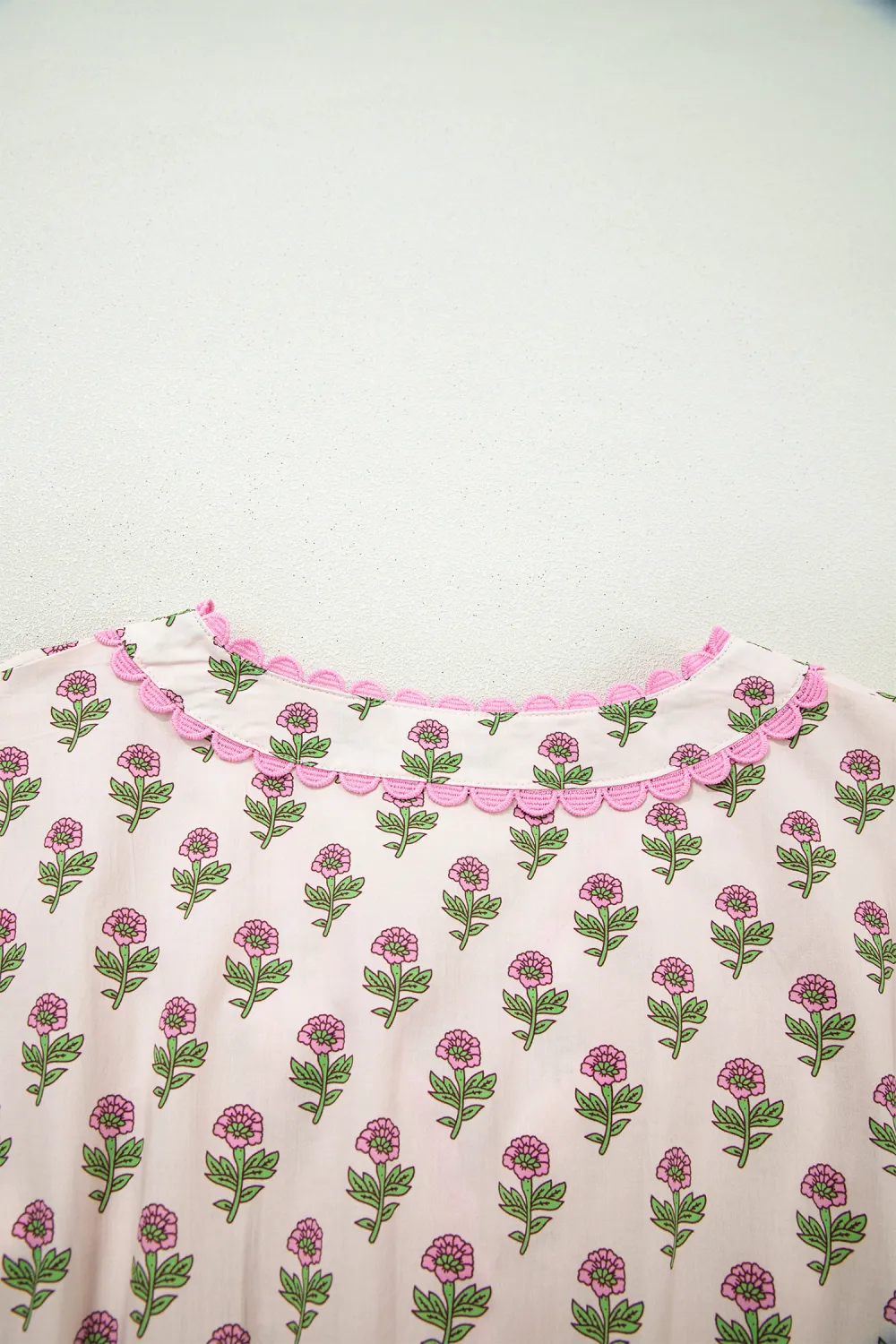 Pink Floral Scallop Trim Dress