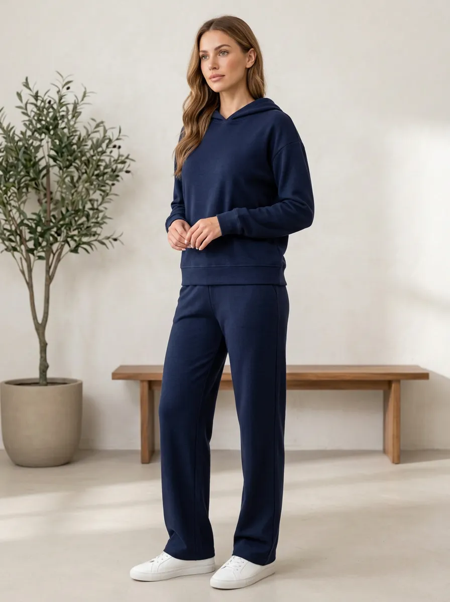 Women's Navy Hooded Lounge Set