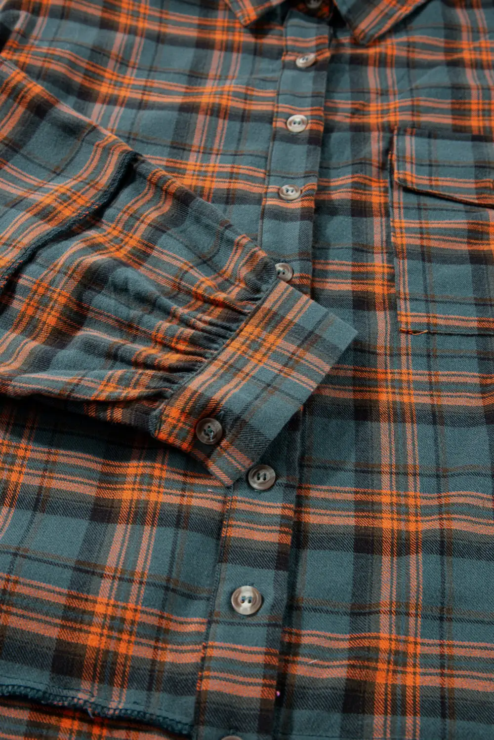 Plaid Western Inspired Split Neck Shirt Blouse