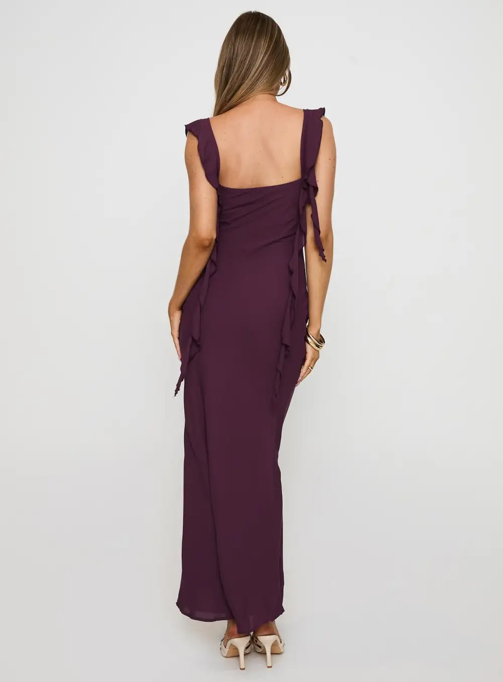 Layered Detail Pleated Maxi Dress
