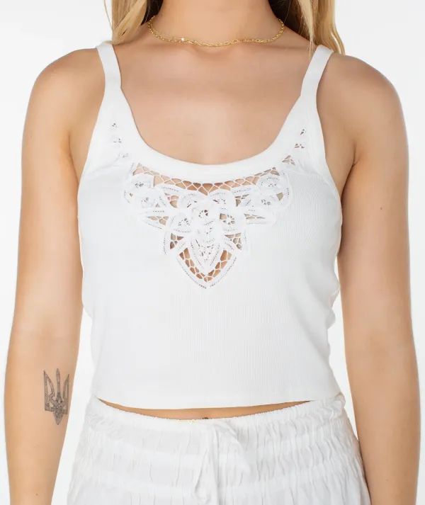 Lace Cutout Halter Top