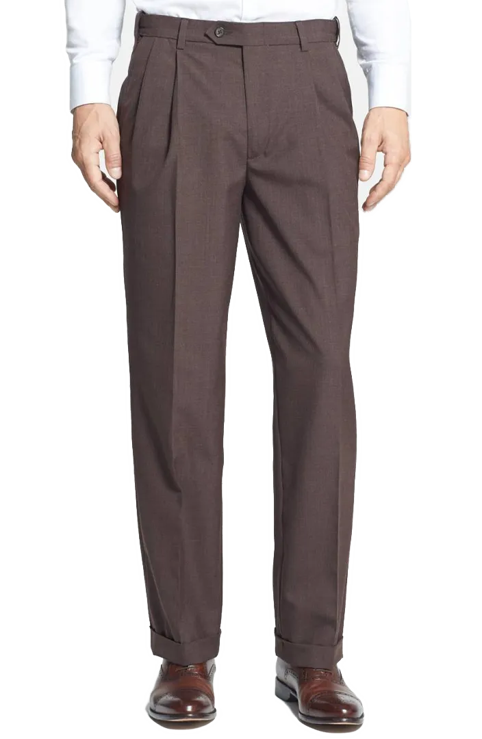 Modern Gabardine Tropical Weave Flannel Flat Front Pleated Front Trousers