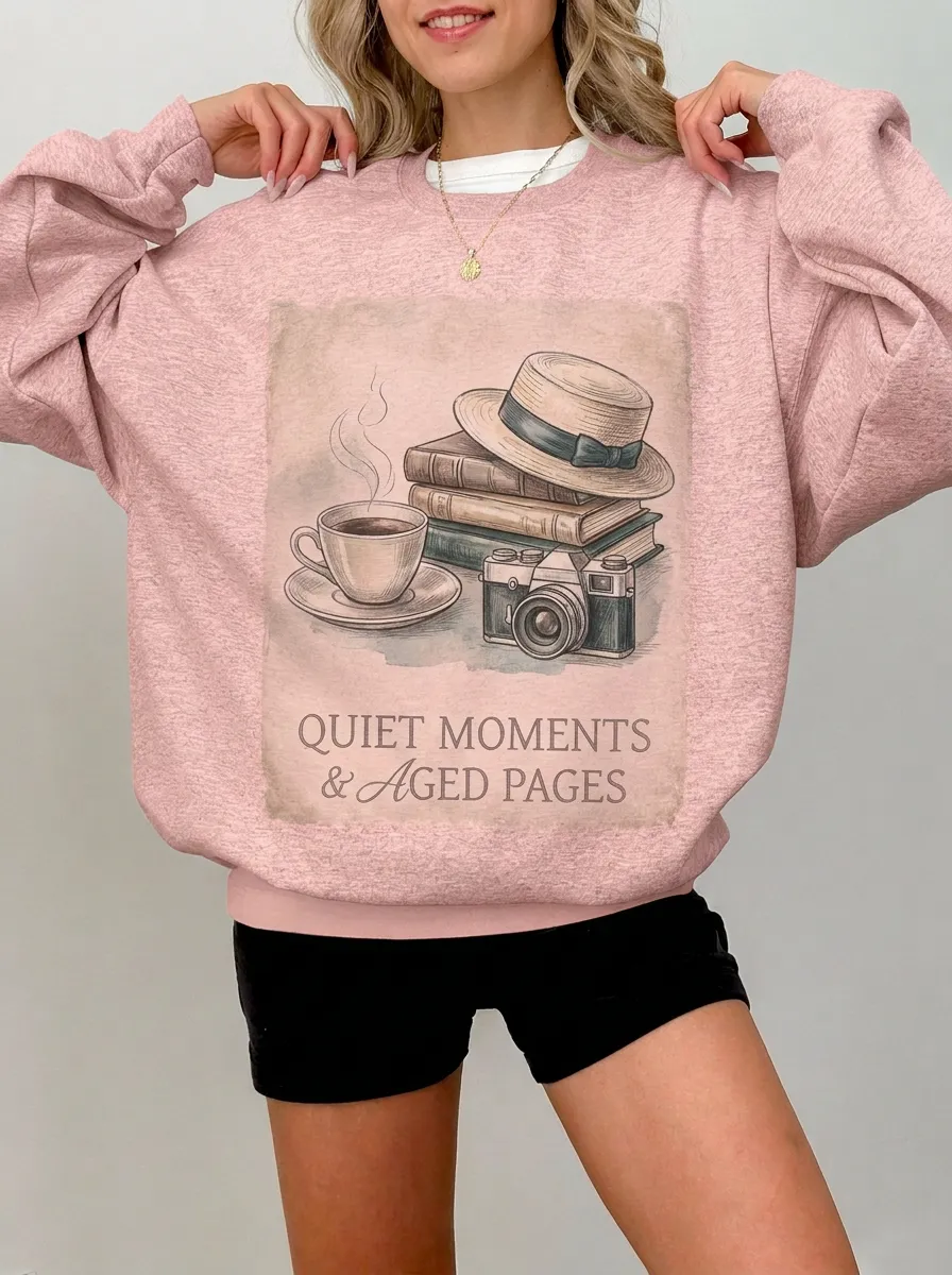 Women's Book Coffee Camera Graphic Sweatshirt