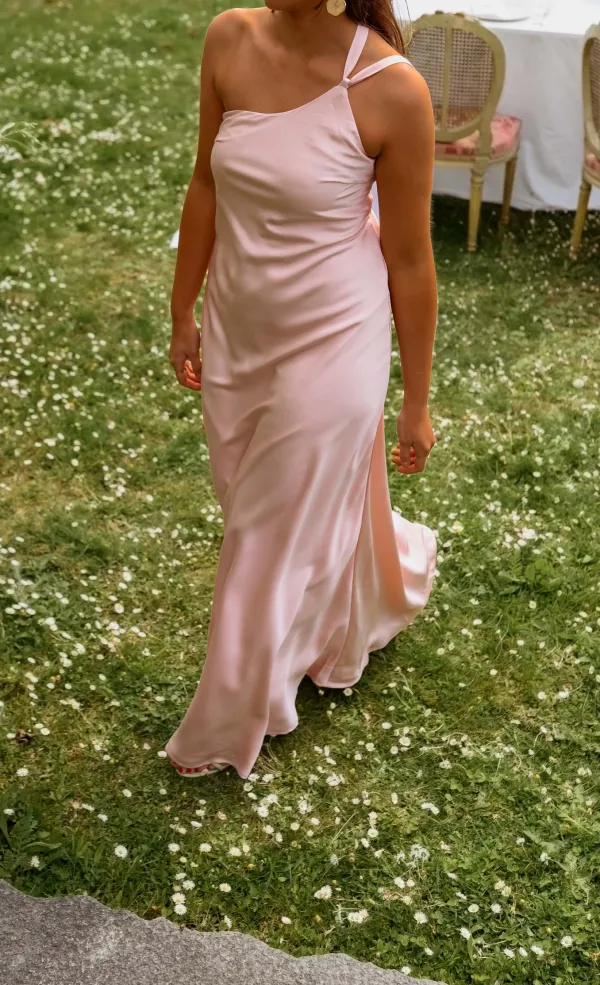 Silky Finish Tie Detail Maxi Dress