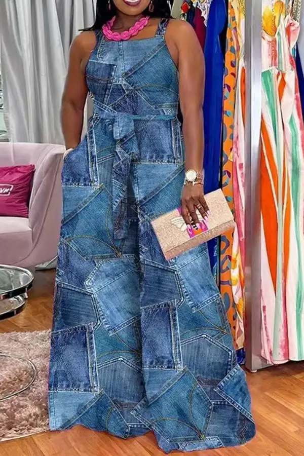 Floral Print Belted Wide-Leg Jumpsuit