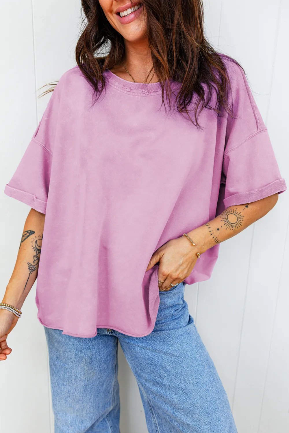 Lavendula Mineral Wash Drop Shoulder Tee