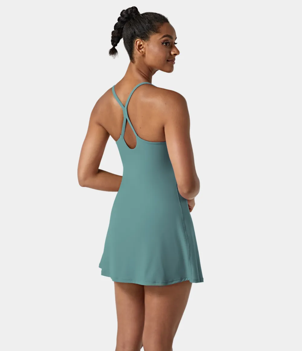 Softlyzero Airy Backless Cut Out 2-in-1 Pocket Cool Touch Mini Activity Dress