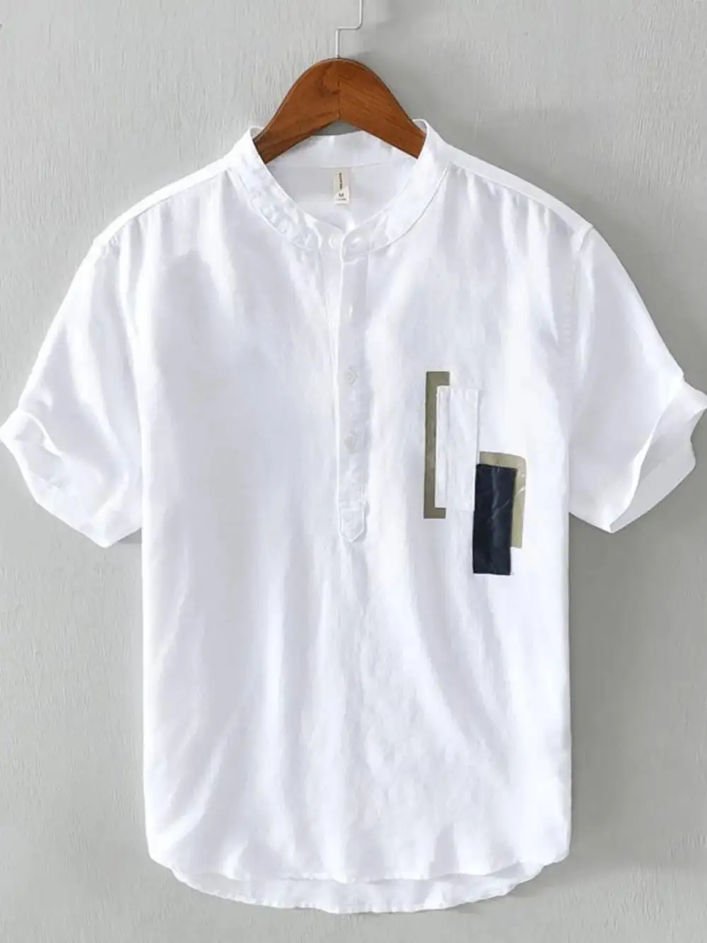 Contrast-Trim Half-Button Henley T-Shirt